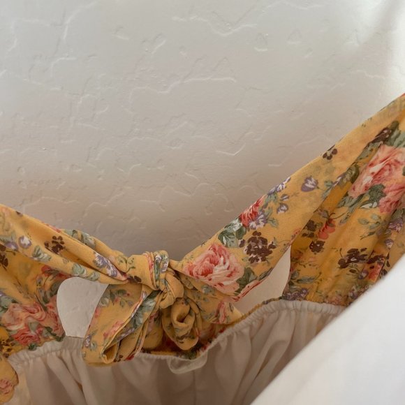 ⭐️ Floral Picnic Summer Tie Bow Adjustable Skater Babydoll Boho Mini Hip Dress - Picture 3 of 8